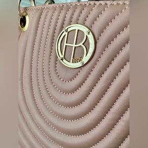 Gorgeous Henri Bendel No. 7 Quilted Expandable Shoulder Tote Blush Pink Lambskin